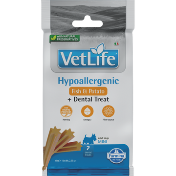 Farmina : VetLife Hypoallergenic Fish & Potato Dental Treat for Mini Adult Dogs